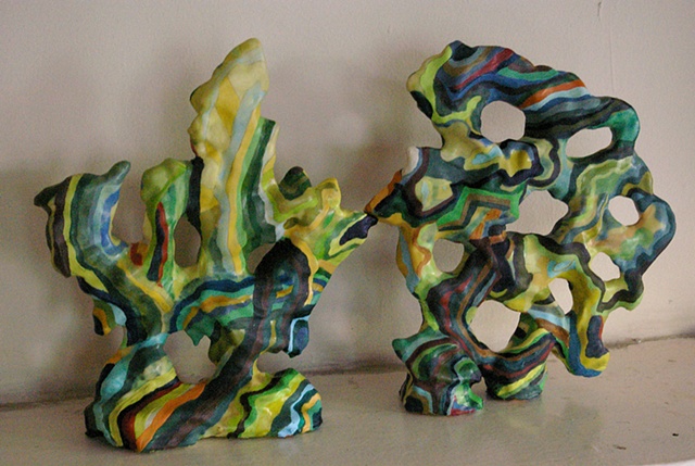 Two Gongshi
10" x 8" x 5"
Acrylic and glue over air dry clay
