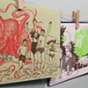 Folded cards: Octopus Beach Party, Blowfish Dinner Party, Parellel Hypnosis, Elixir of the Cosmos  and Giant Lizard Tourbus