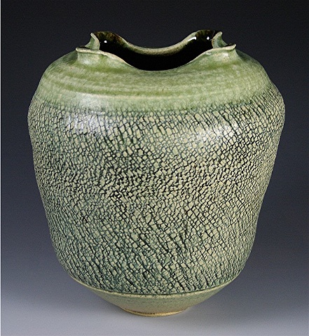 Green Altered & Textured Vase