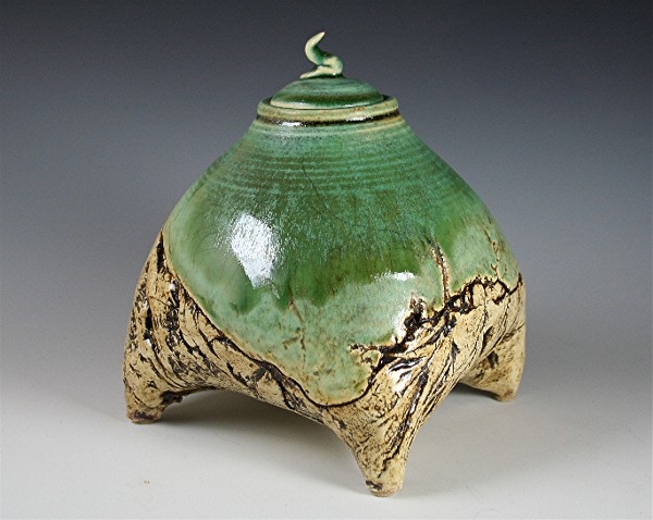 Textured Quad With Green Crackle Glaze