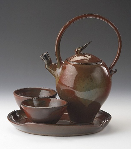 Red Loop Handle Tea Set