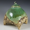 Textured Quad With Green Crackle Glaze