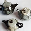 Black and white teapots