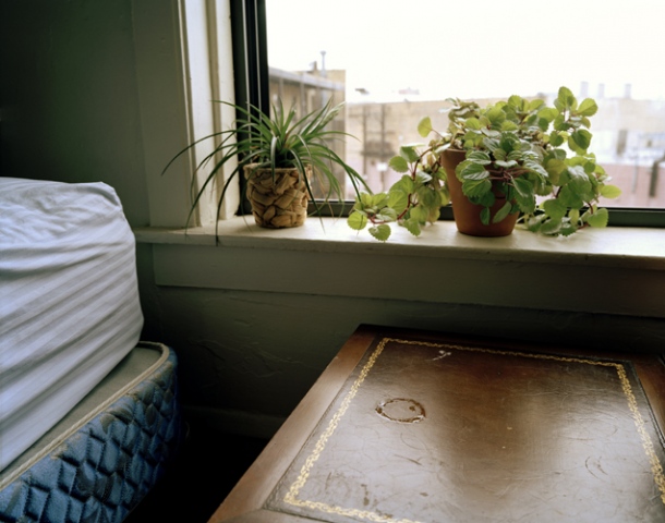 Condensation from a glass on the bedside table