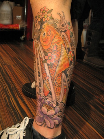 koi with lotus