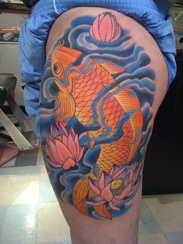 Koi and lotus
