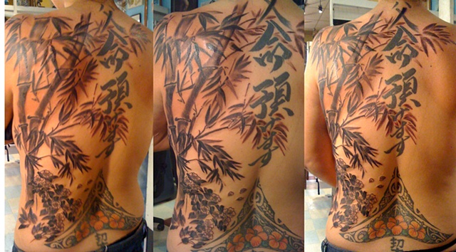 Sumi Bamboo And Flowers