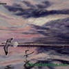 Three Gulls at Sunset