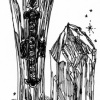a bottle of st. germain and a rose quartz (for "the society for salvific love and night vision" zine)