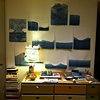 Indigo Drawing (Wave Recordings) Installation with Jorge Pardo bureau, Dan Friedman lamp - night