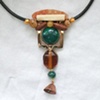 Natural stone, nut & pearl necklace - N 111