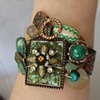 Green garden bracelet on leather B 16