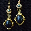 Classic navy vintage with pearl earrings - E 69