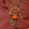 Silver dangley with pink stone necklace