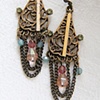 Brass filigree with colours earrings - E 211