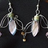 Beige & lavender leafy earrings - E 39