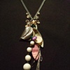 Emerald & violet leaf cluster necklace - N 24