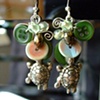 Green buttons & turtle earrings - E 86