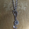 Vintage silver & white extra long necklace N 175