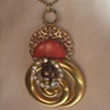 Golden spiral & magenta necklace - N 130