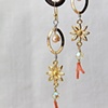 Red coral with gold flower earrings E 192