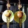 Green, gold & marble earrings - E89