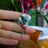 Teal and white necklace on silver snake chain - P 04