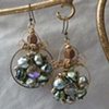 Vintage green & gold cluster earrings - 118