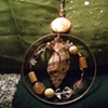 Shells, beads & large circle pendant necklace