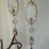 Moon drop w lilies earrings E 179