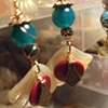 Pearl fan with magenta & cyan earrings  - E 04