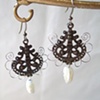 Silver frills & shell earrings - E 129