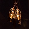 Peach & blue vintage glass earrings - E 32