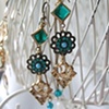 Taunting teal & gold earrings - E 156