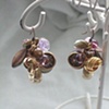 Purple & gold button medley earrings - E 102