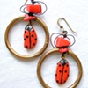 Lady bug & stone earrings - E 87