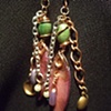 Purple, green & chainy earrings - E 33