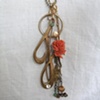 Vintage rose & brass, extra long necklace N 168