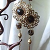 Extra long filigree flower earrings E 142