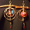 Venetian glass, gold & coral earrings - E34