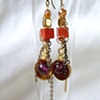 Red, purple & gold scoop earrings - E 109