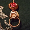 Red brown & silver circle pendant - P 06
