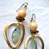 Green, gold & marble earrings - E89