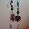 Green with sun pendant earrings  - E 004