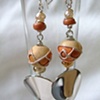 Peach pattern & silver earrings - E 108