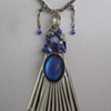 Indigo & silver fan necklace - N 121