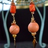 Orange tones & pearl earrings - E 57
