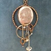 Antique gold locket & copper extra long necklace N 170