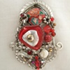 Red composition vintage necklace N 178