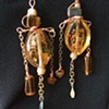 Peach & gold glass chandelier earrings - E 39